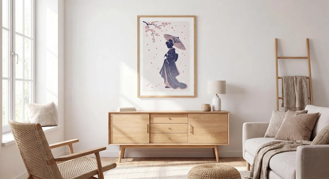 Elegant Geisha Parasol Art Print | Japanese Wall Art | Digital Download