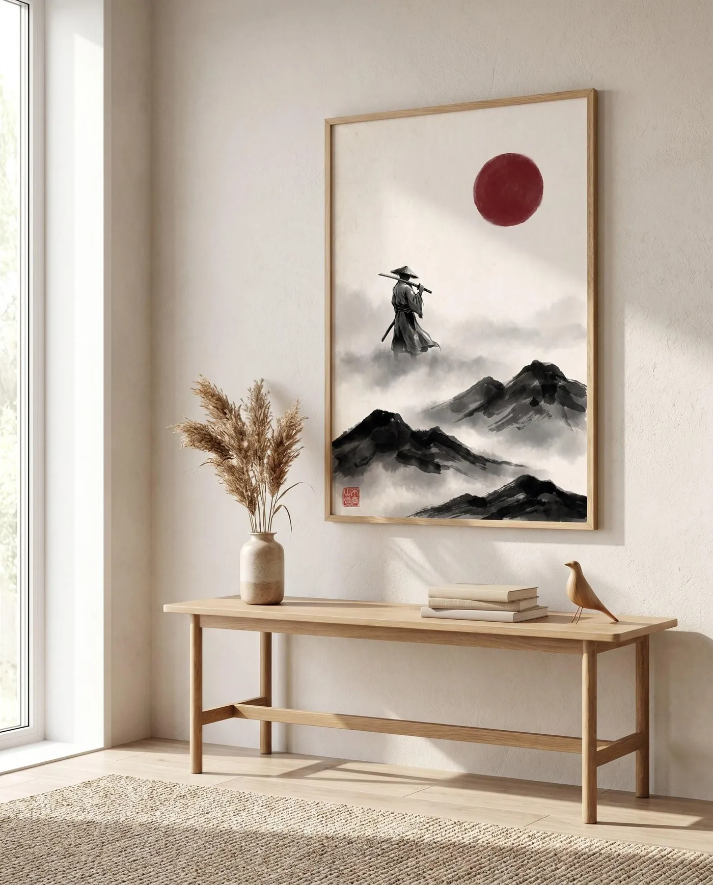 Japanese Wall Art | Misty Mountains Sumi-e Ink Print | Black and White Zen Decor | Digital Download | Printable Wall Art