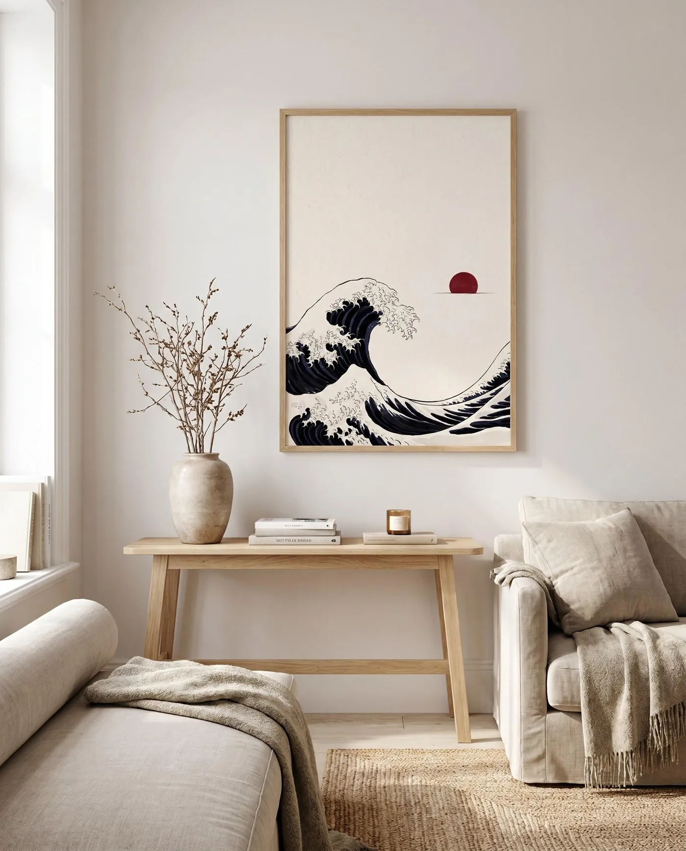 Japanese Landscape Art | Coastal Wave Sumi-e Ink Print | Black and White Zen Decor | Digital Download | Printable Wall Art