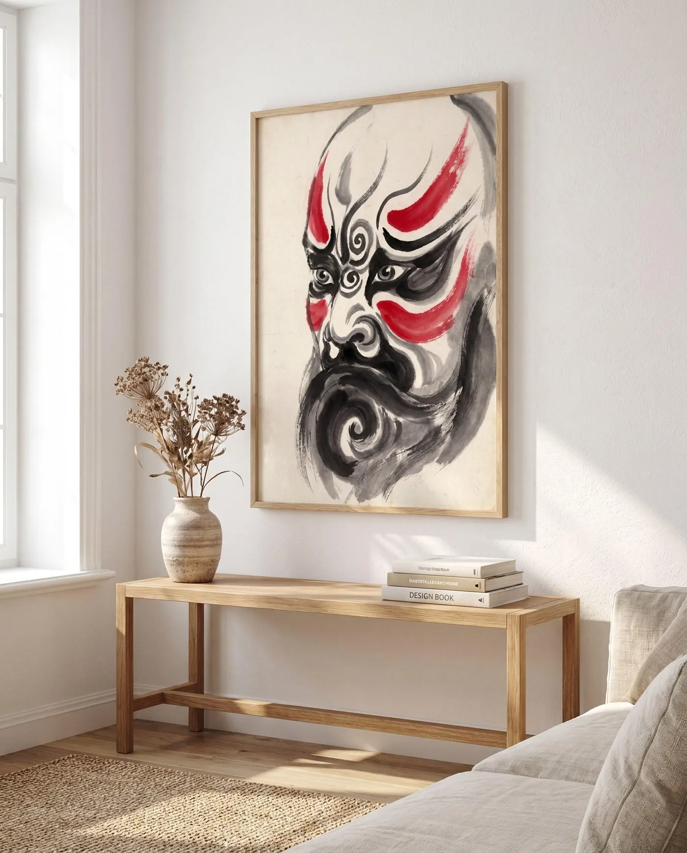 Chinese Wall Art | Bold Cultural Peking Opera Sumi-e Ink Print | Black and White Ink Decor | Digital Download