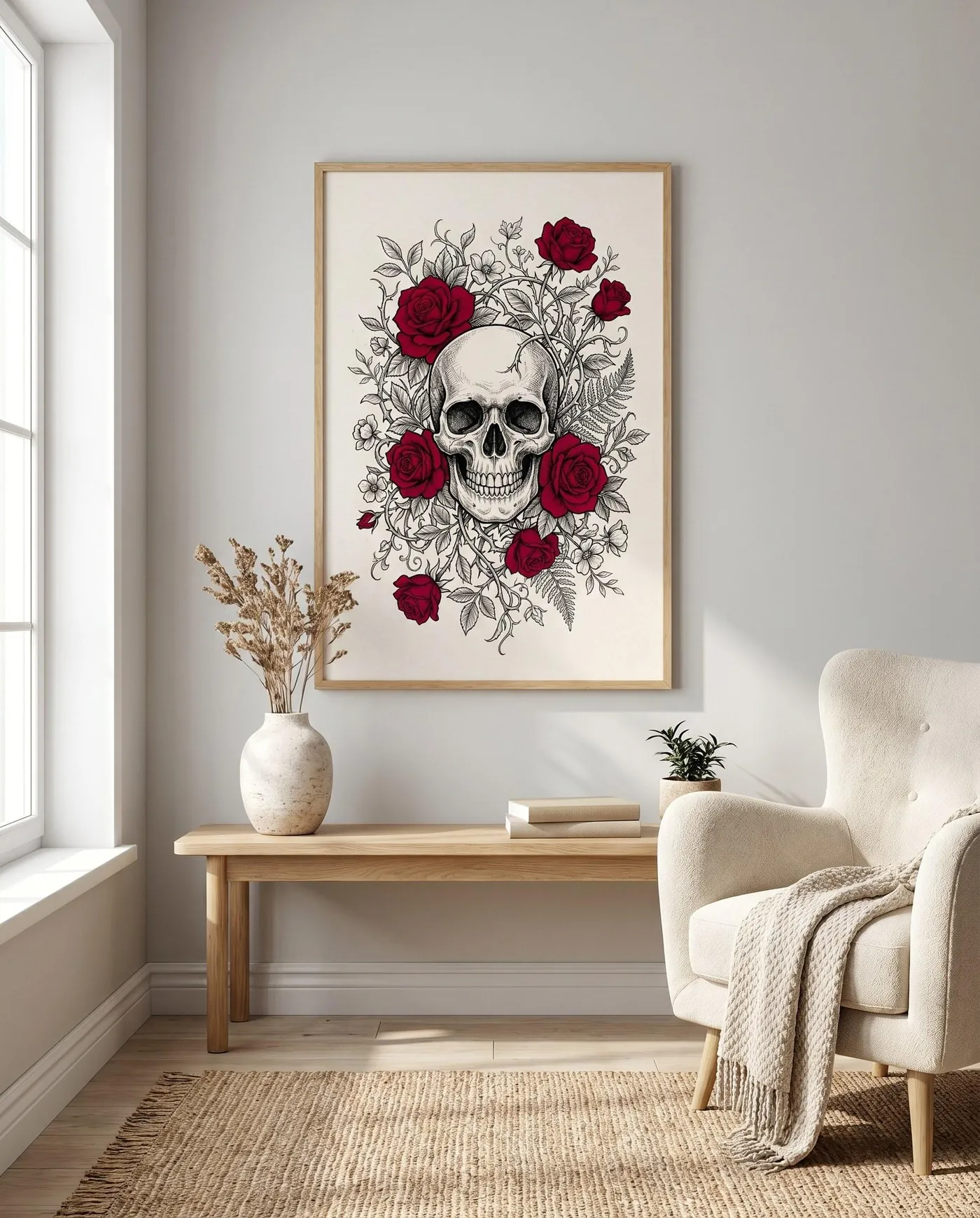 Japanese Wall Art | Gothic Dark Academia Home Sumi-e Ink Print | Black and White Zen Decor | Digital Download