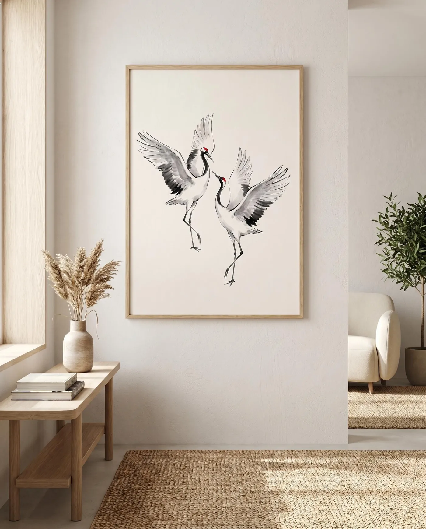 Koi Fish Wall Art | Japandi Love Symbol Gift Sumi-e Ink Print | Black and White Zen Decor | Digital Download