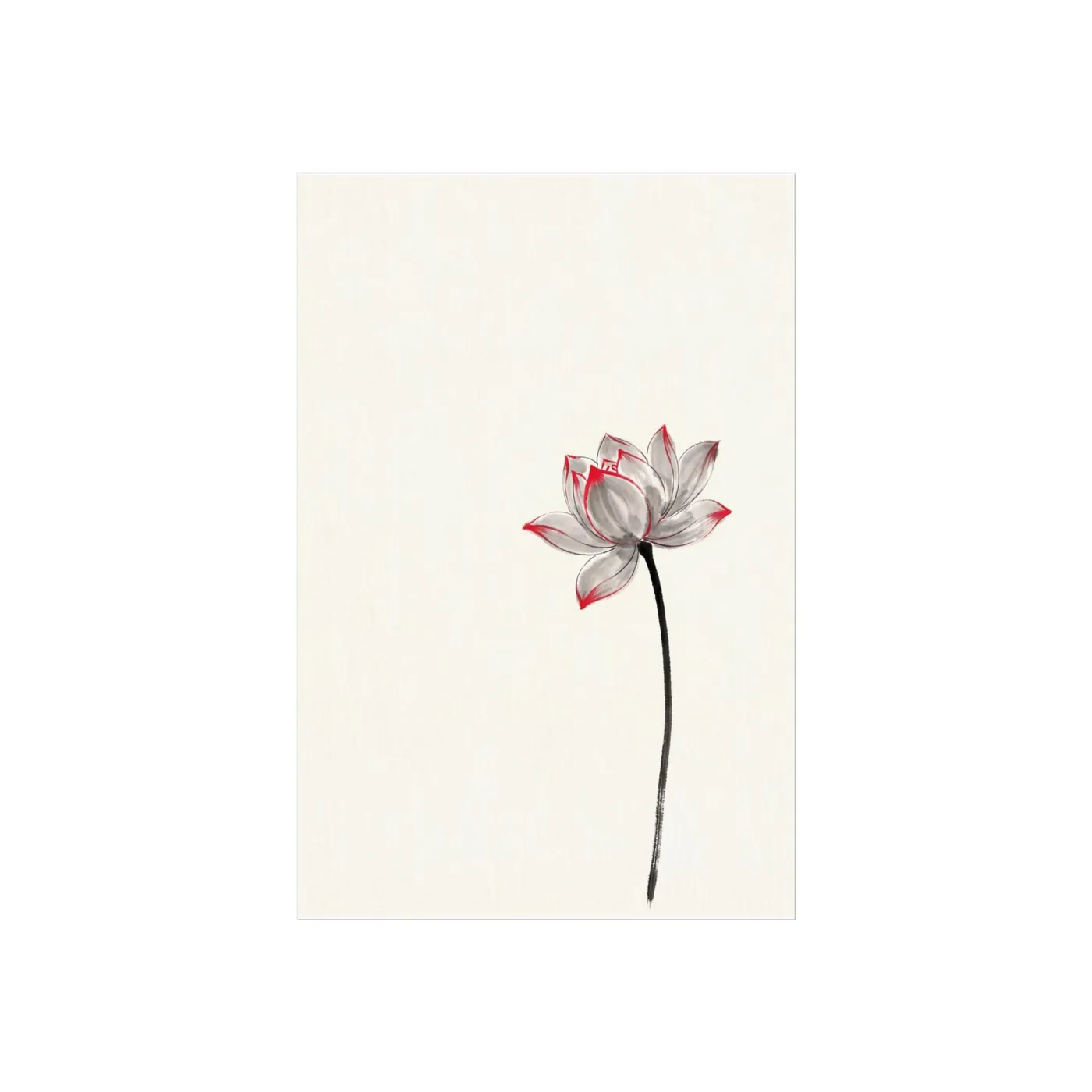 Lotus Flower Ink Art Print | Black and White Minimalist Wall Art Poster