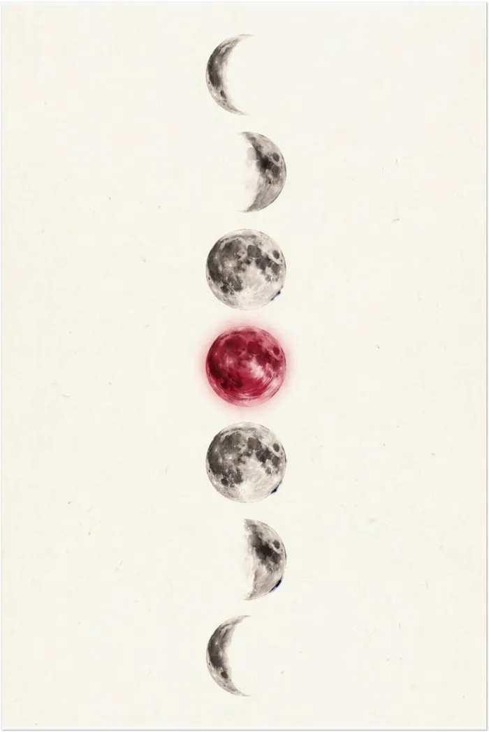 Moon Wall Art | Celestial Phases Sumi-e Ink Print | Black and White Celestial Decor | A1 Ready Poster Print