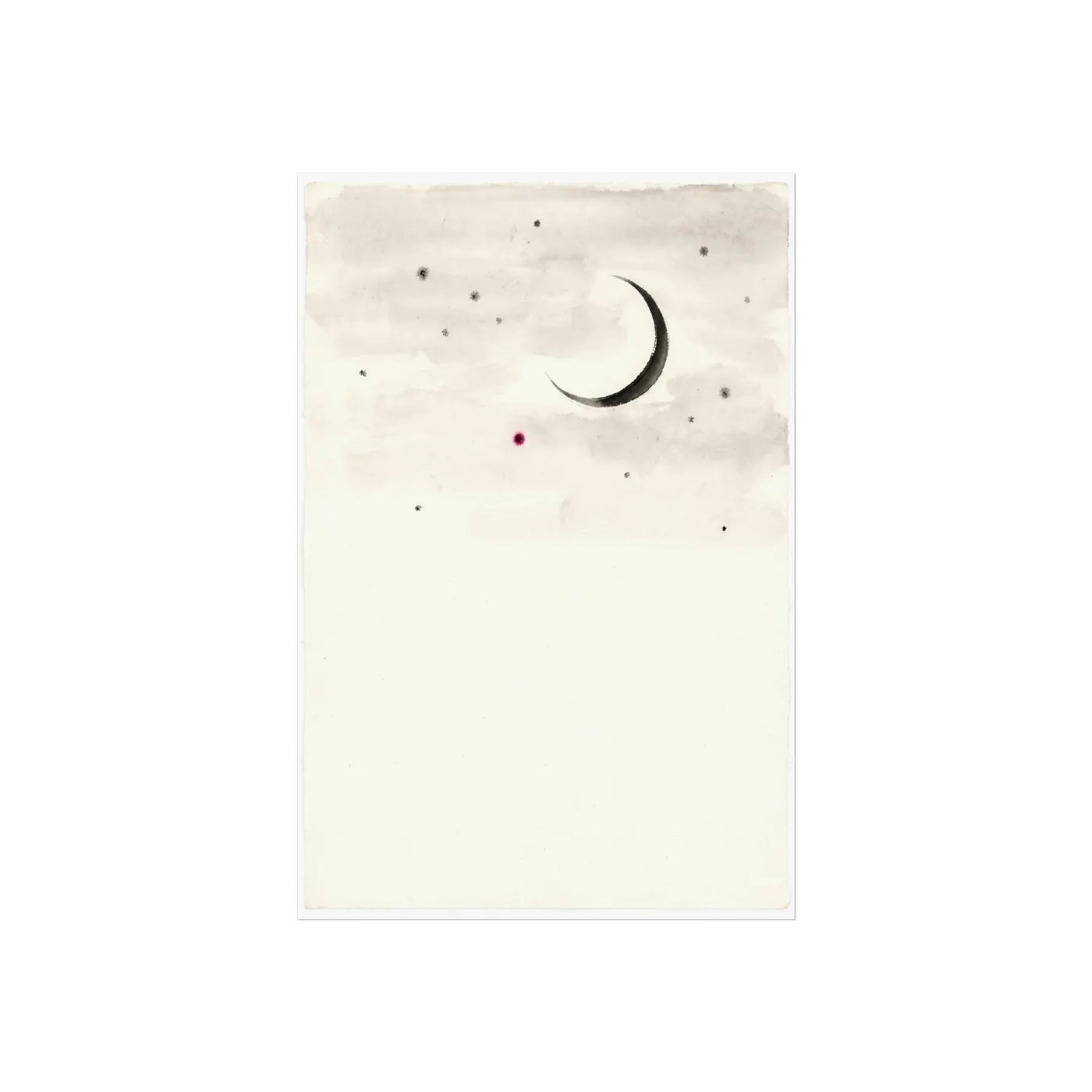 Celestial Moon Ink Art Print | Black & White Minimalist Wall Art Poster