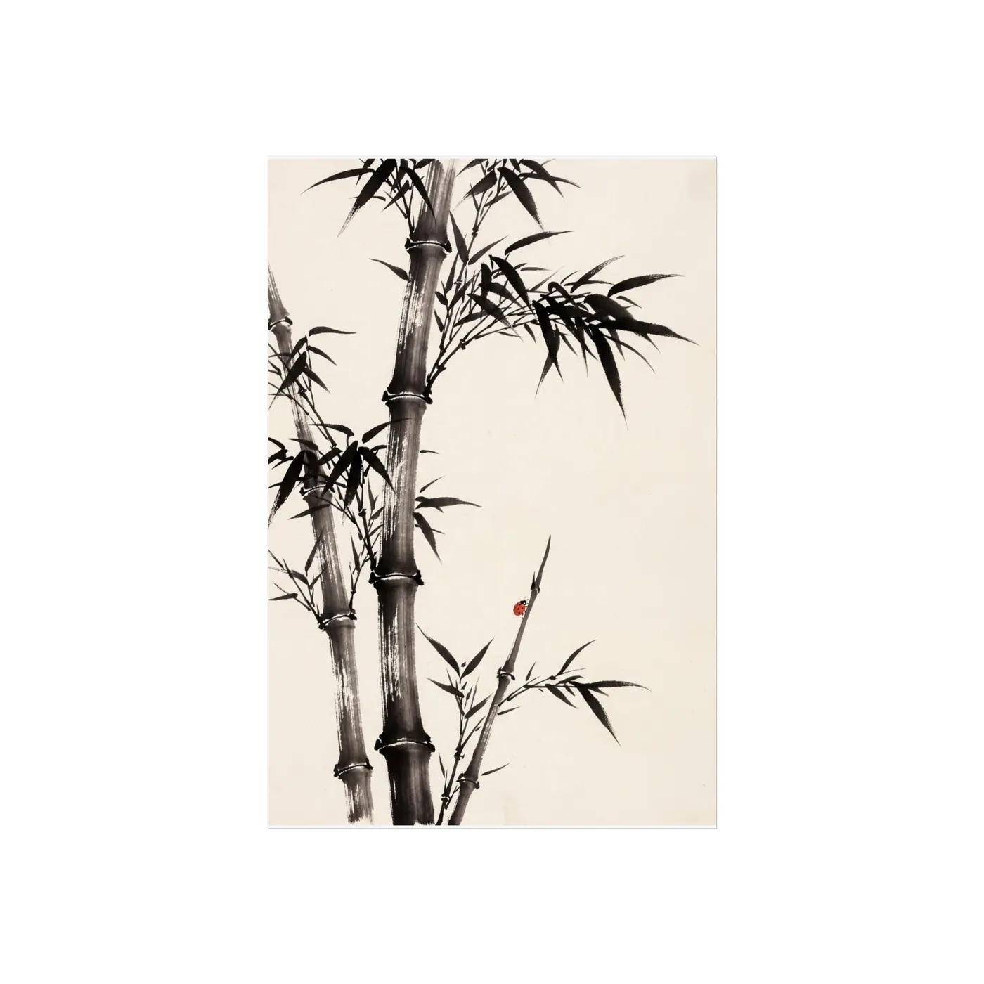 Botanical Wall Art | Close Stalks Bamboo Sumi-e Ink Print | Black and White Zen Decor | A1 Ready Poster Print