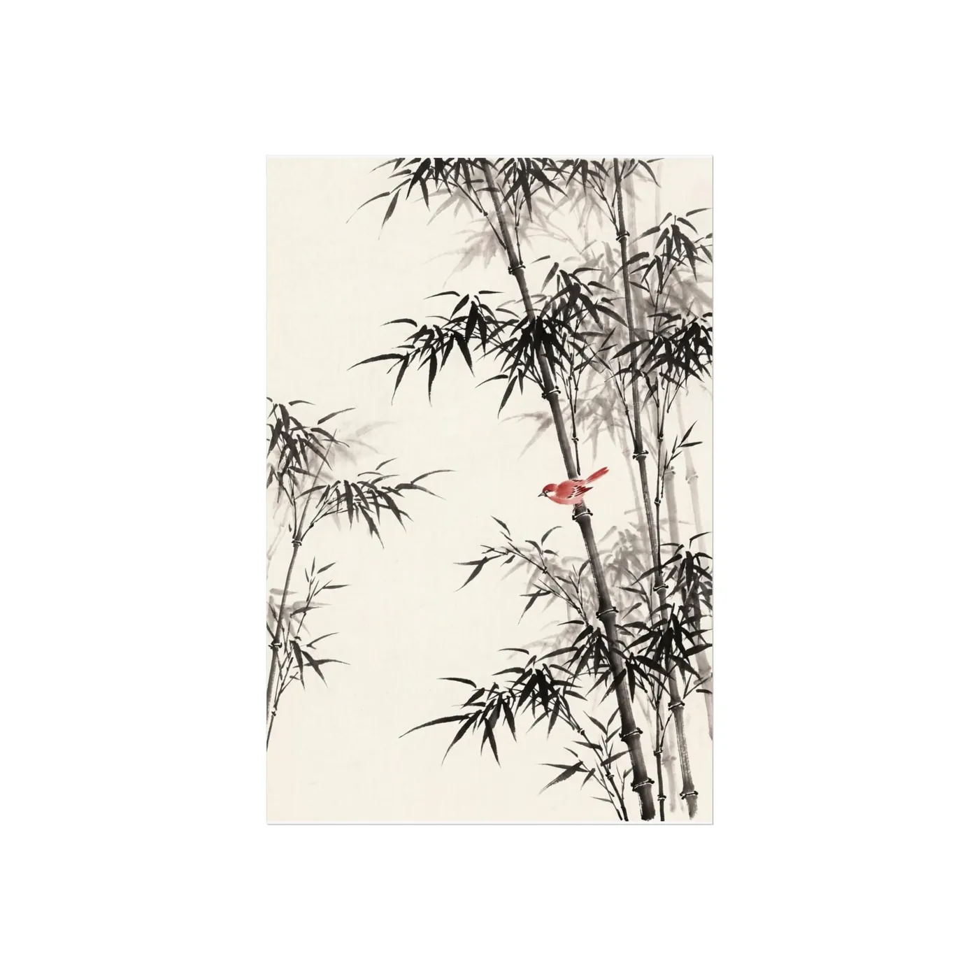 Botanical Wall Art | Bamboo Grove Sumi-e Ink Print | Black and White Zen Decor | A1 Ready Poster Print | Living Room Decor