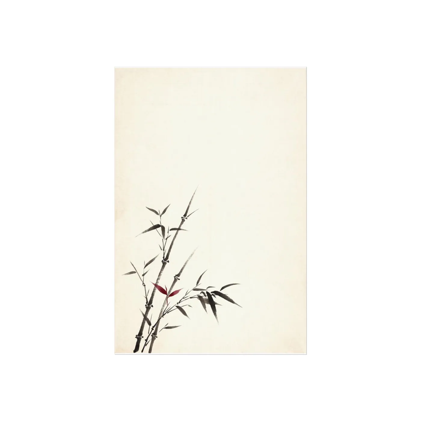 Botanical Wall Art | Bamboo Sumi-e Ink Print | Black and White Zen Decor | A1 Ready Poster Print | Living Room Decor