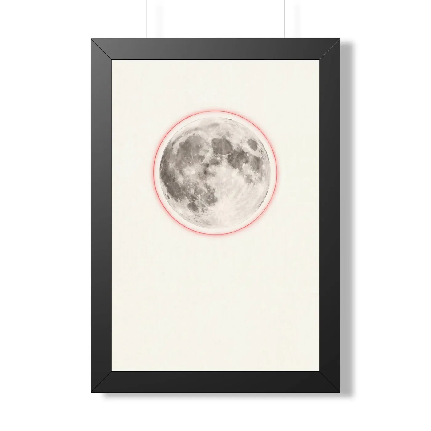 Framed Japanese Wall Art | Celestial Full Moon Sumi-e Ink Print | Black and White Zen Decor | A1 Ready Poster Print