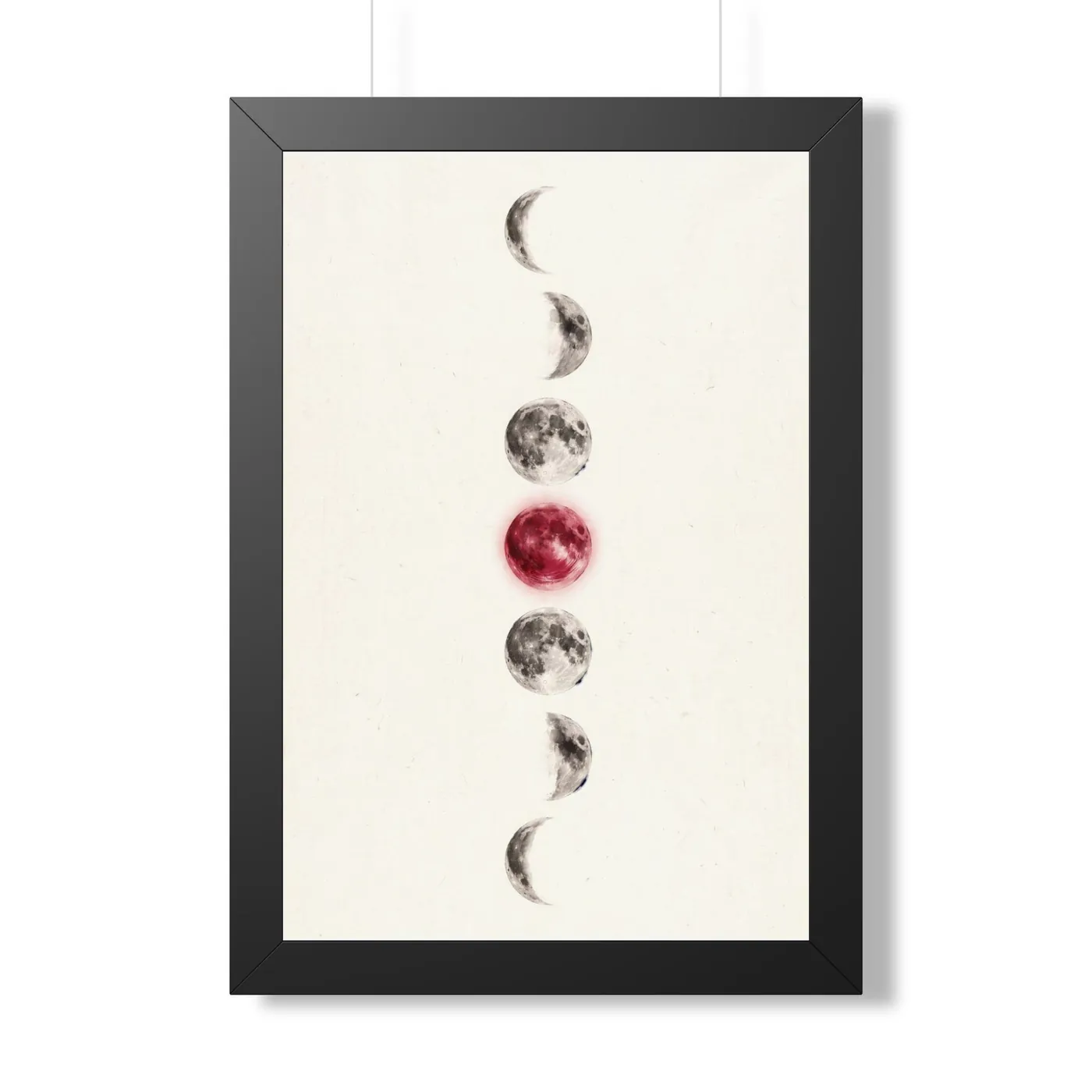 Framed Japanese Wall Art | Celestial Moon Phases Sumi-e Ink Print | Black and White Zen Decor | A1 Ready Poster Print