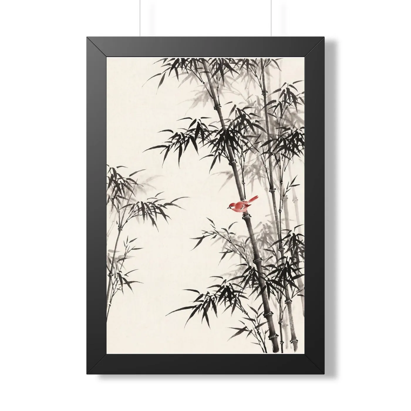 Framed Japanese Wall Art | Bamboo Grove Sumi-e Ink Print | Black and White Zen Decor | A1 Ready Poster Print