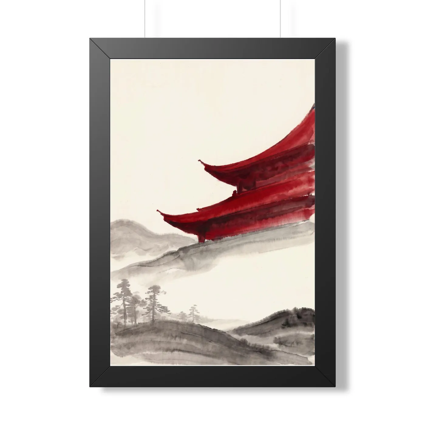 Framed Chinese Wall Art | Forbidden City Sumi-e Ink Print | Black and White Ink Decor | A1 Ready Poster Print