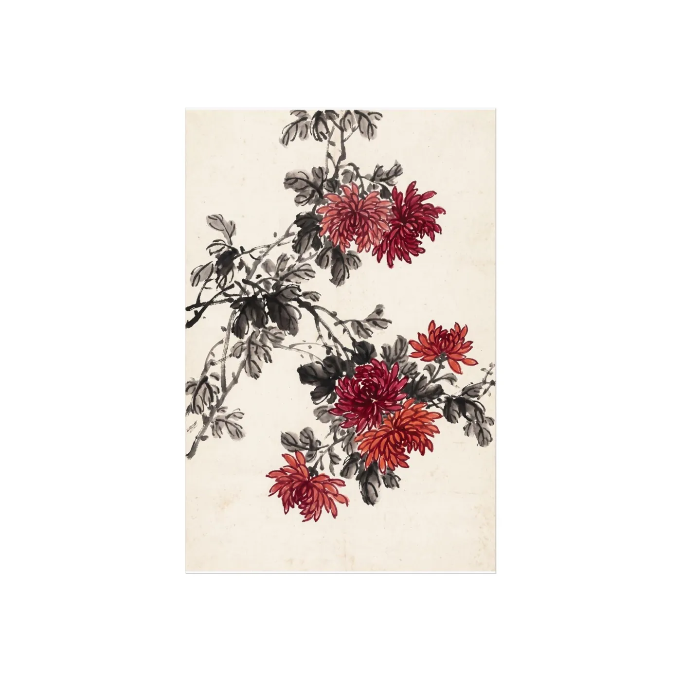 Chrysanthemum Ink Art Print | Chinese Culture Wall Art, Minimalist Poster